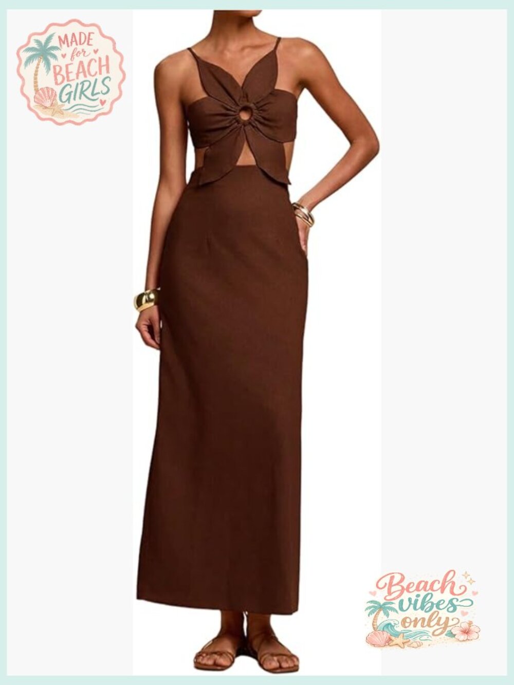 Petal Backless Linen Maxi Dress Cut Out Vacation Long Zipper